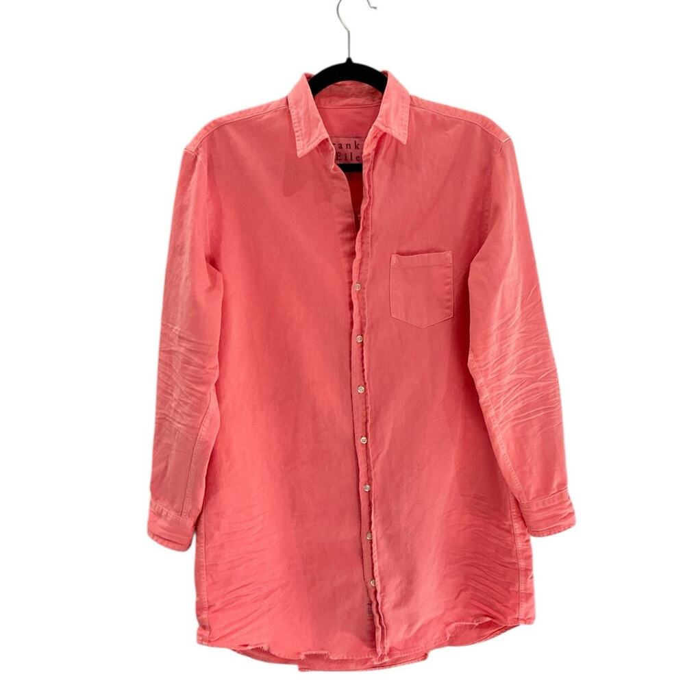 Frank & Eileen Mary Classic Shirtdress Famous Denim Neon Strawberry Size Small - Picture 4 of 13